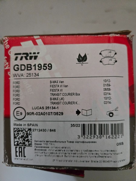 TRW Bremsbelagsatz, Scheibenbremse GDB1959 FüR Ford-image