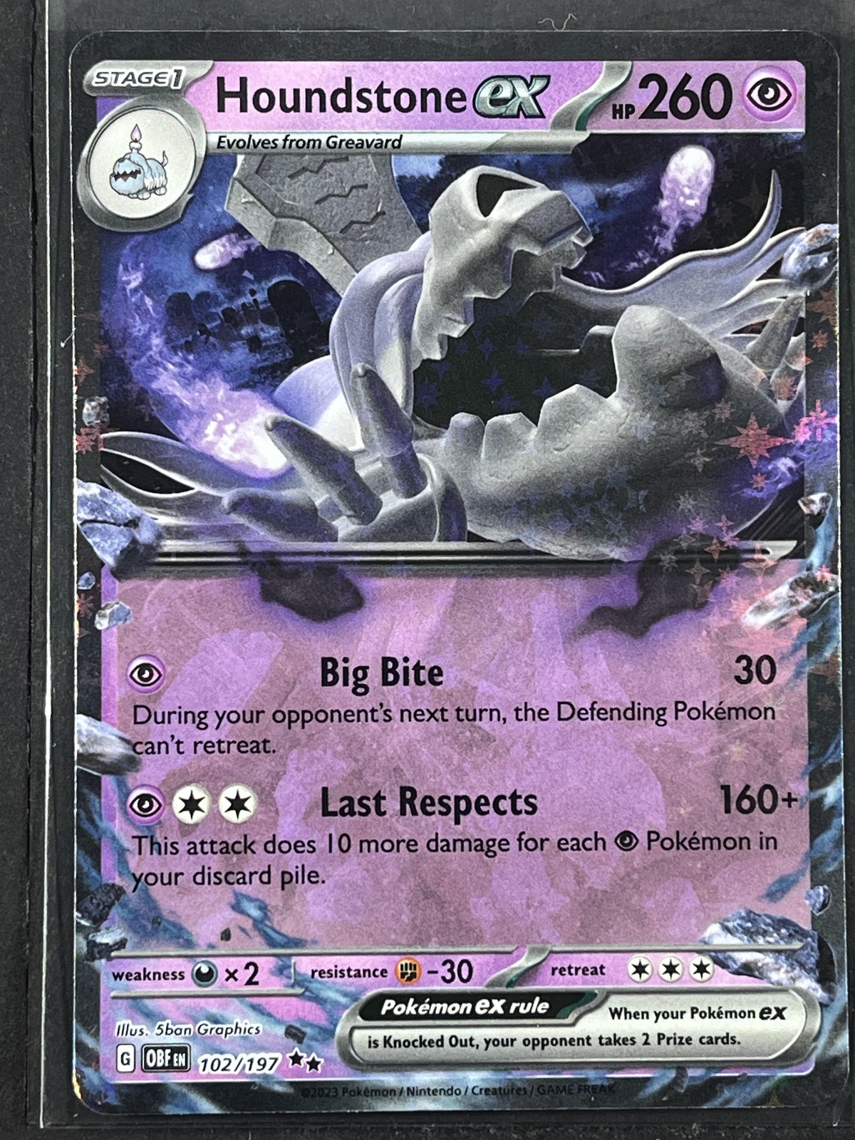 Houndstone ex #102/197 SV03: Obsidian Flames 250010