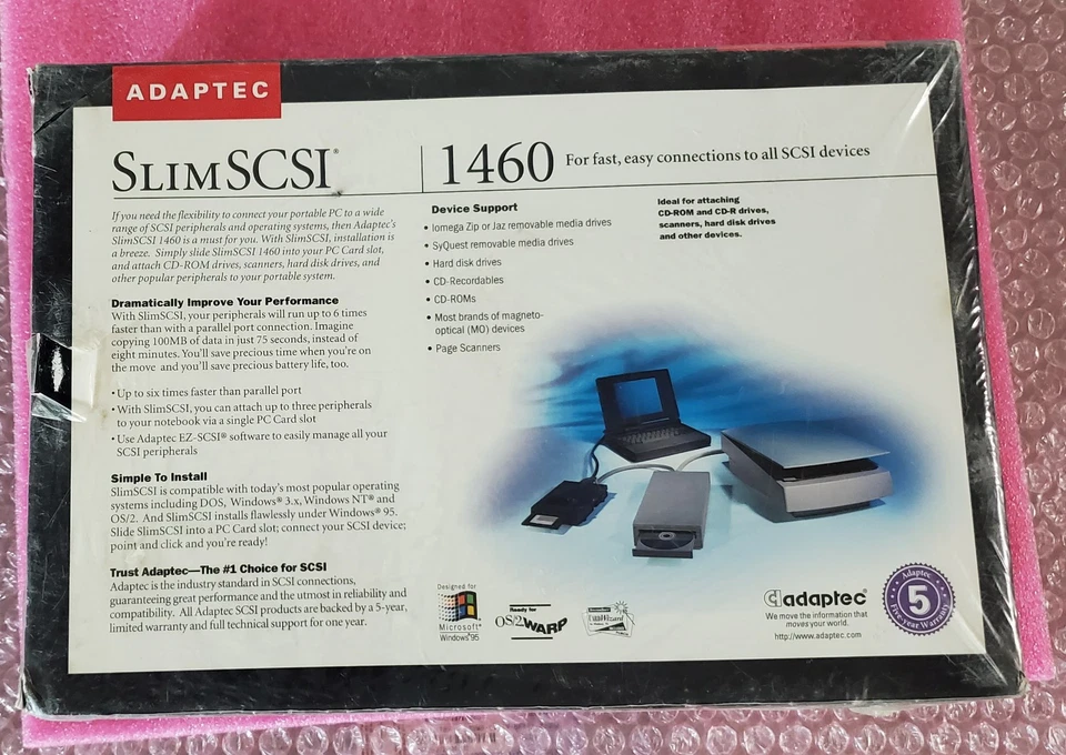 Adaptec SlimSCSI 1460 PC Card for Portable PCs [NEW, OLD STOCK] - Image 2 of 4