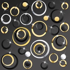 Outus 72 Pieces Acrylic Circle Mirror Wall Sticker Round Black,sliver,gold