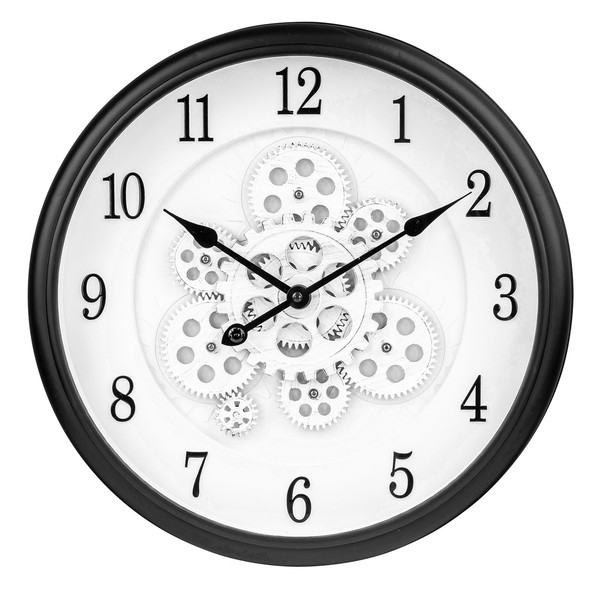 Wanduhr Ø 40Cm Zahnraduhr Schwarz Weiß Bewegliche ZahnräDer Retro Steampunk Deko-image