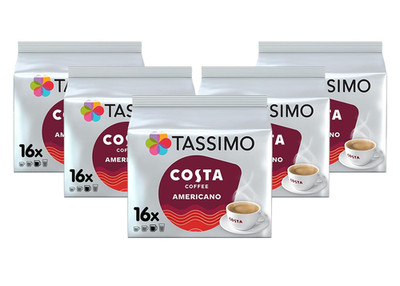 Costa Americano 80 Coffee Discs - Pack of 5, White & Red