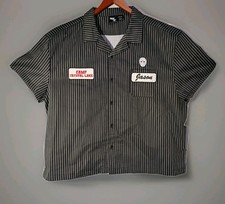 Camp Crystal Lake Jason Friday The 13th Button Down Stripe Shirt Embroidered XL
