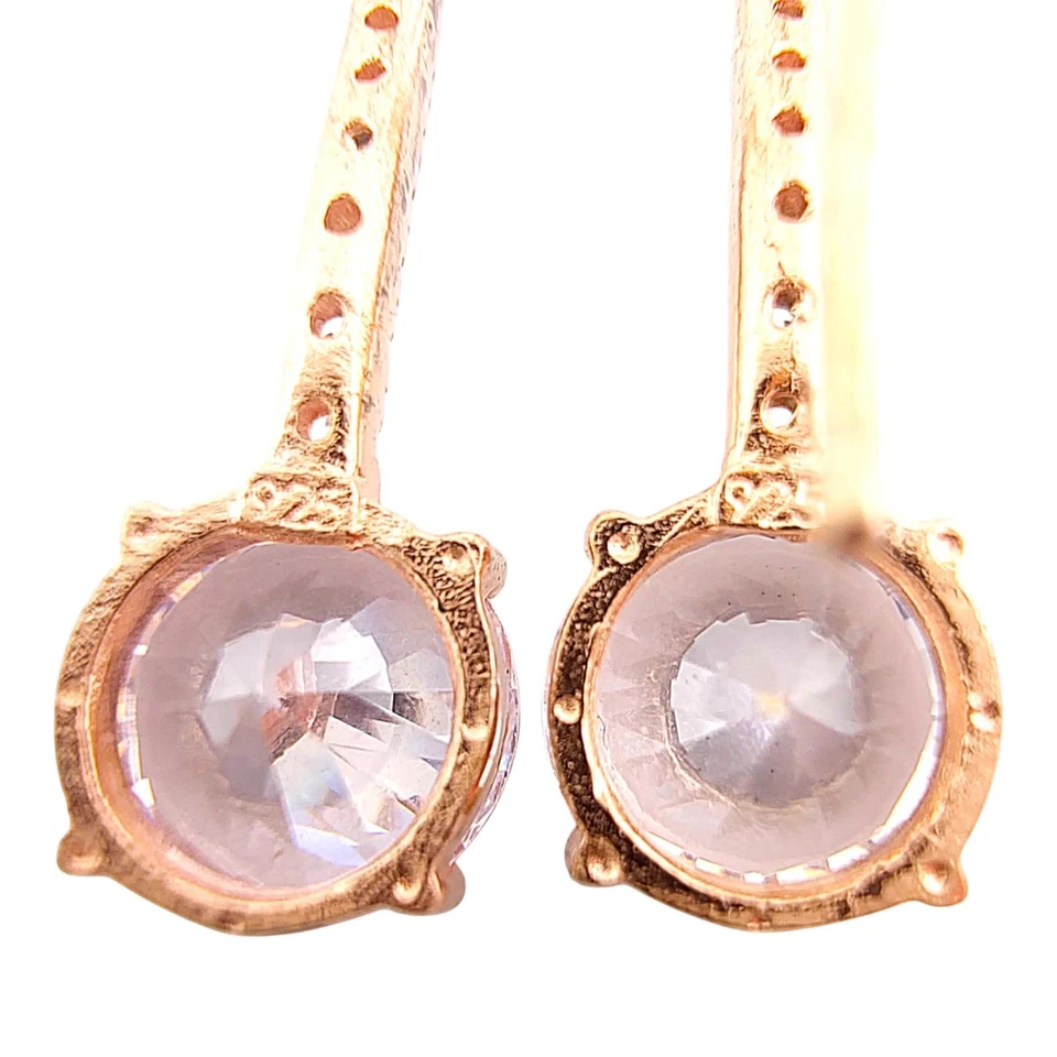 Brincos femininos de ouro rosa com pedra preciosa Vermeil prata esterlina 925 presente joia - Imagem 4 de 4