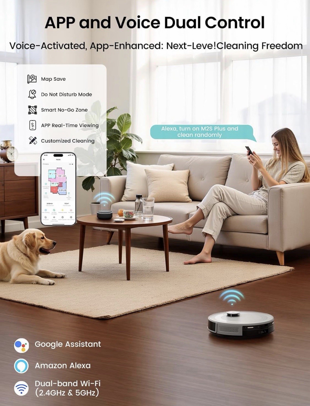 Lefant M2S Plus Robotic Vacuum Self-Emptying Mop, App/Voice, 2.5L Bagged image 6