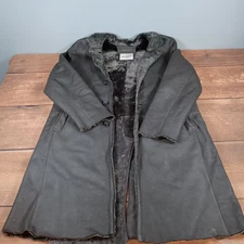 GALLOTTI Black Leather Shearling Lined Long Coat Women's size L