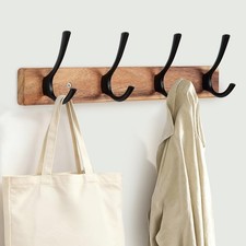 Coat Rack Wall Mount,Acacia Wood Coat Hooks Wall Mount,15" Wall Coat Rack wit...