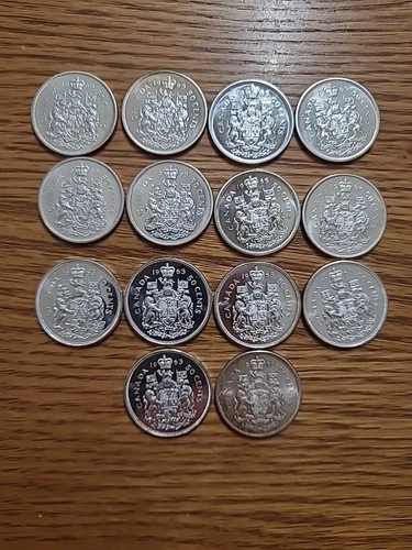 Silver Lot Of 14 Canadian Silver Half Dollar Coins Bu Unc Mostly Proof Like