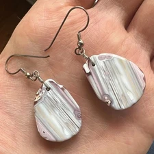 Banded Agate Sterling Silver Earrings Stunning Artisan Handmade Studio Jewelry