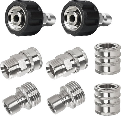 #ad Pressure Washer Adapter Set 8 Pack Stainless Steel Quick Disconnect Kit M22 $26.70