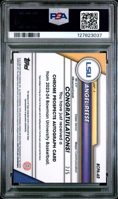 2023-24 Bowman U Chrome 1st Angel Reese Auto RC Red /5 PSA 8 ATL Dream Finals view 4