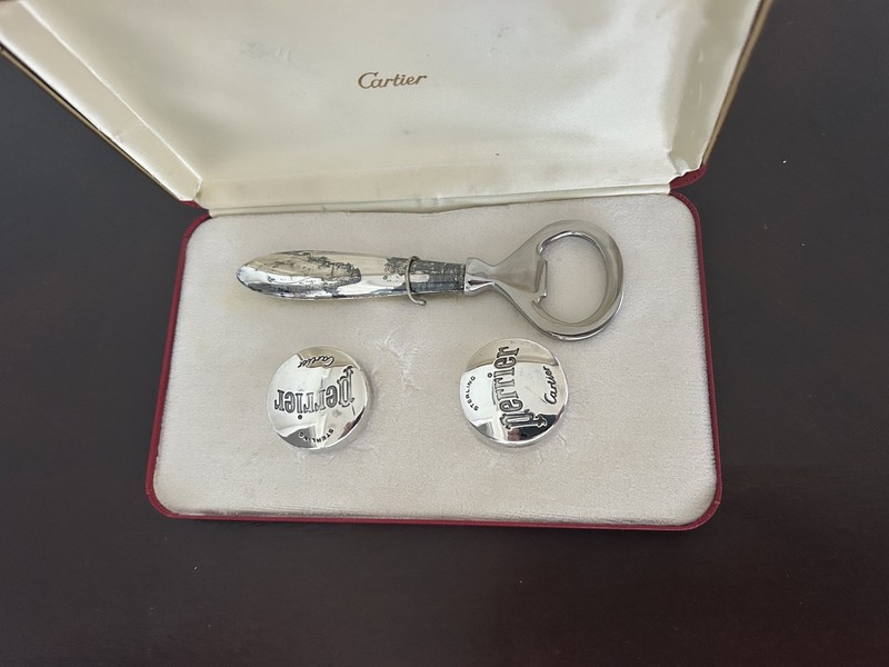 Cartier Perrier Rare Vintage Bottle Opener and Corks Perrier 925 Sterling Silver