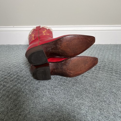 Lucchese 7 B 1883 Western Red Western Cowboy Cowgirl Boots Christmas Red White - Picture 7 of 13