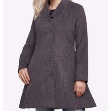 Nwt Womens Ellos Wool Gray Fit And Flare Coat Withpockets Size 14 Retails $129