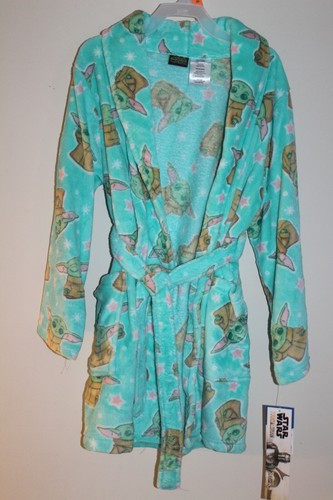 Star Wars Girls The Mandalorian Baby Yoda Luxe Plush Fleece Bath Robe sz 6/6X - 第 1/6 張圖片