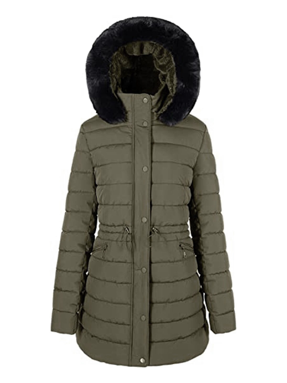 Women’s Winter Puffer Coat Fleece Lined Quilted Winter Jacket with Faux ...