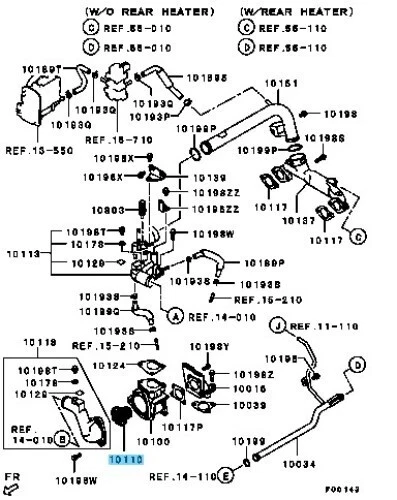 Kit Termostato Original MITSUBISHI MONTERO V87W V88W V93W 1994-2006 1305A191 OEM Foto 3 de 4