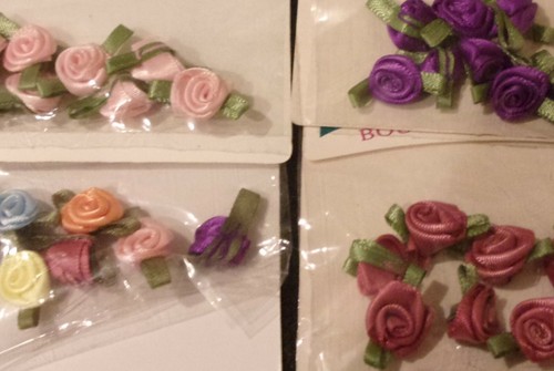 60 Mini ROSES-Bows 1/2" Wedding-Crafts-Scrapbook-Parties Purple-Pink-Rose-Multi - Picture 2 of 4