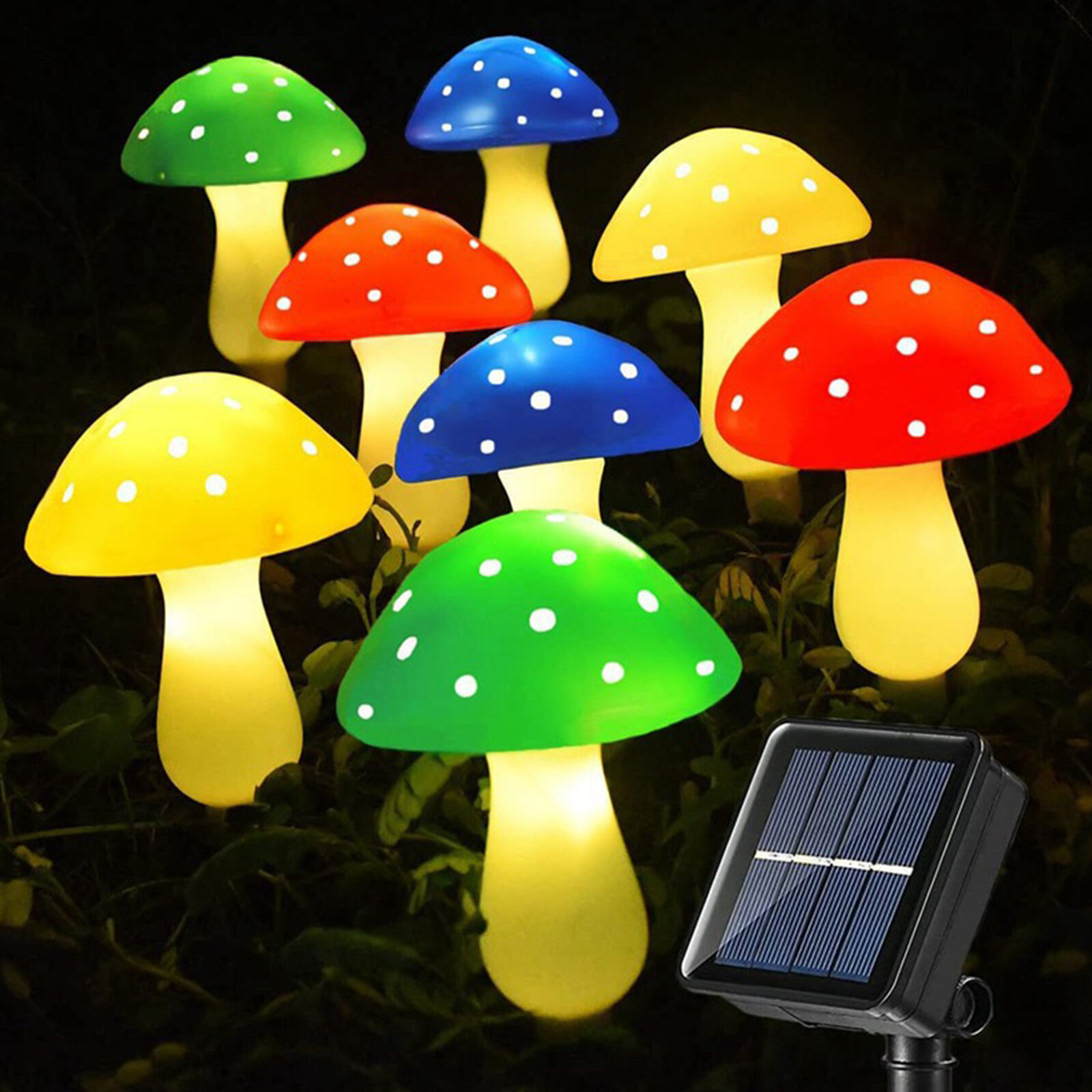 Solar Mushroom Lawn Lamp IP65 Ground Plug Light Home Garden Decor
