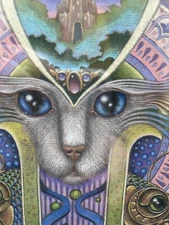 Vintage Randal Spangler Atlantis Cat Art Nouveau Deco Fantasy Ltd Ed 134/500