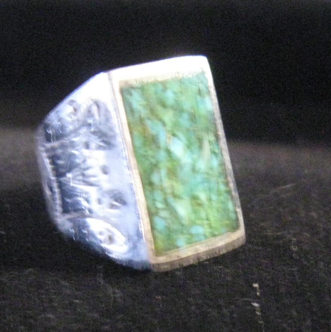 Man's Compressed Turquoise Ring - image 2