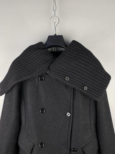 Max Mara Womens Luxury Alpaca Wool High Neck Black Pea Coat Jacket Sz US 6 / S - Picture 3 of 18