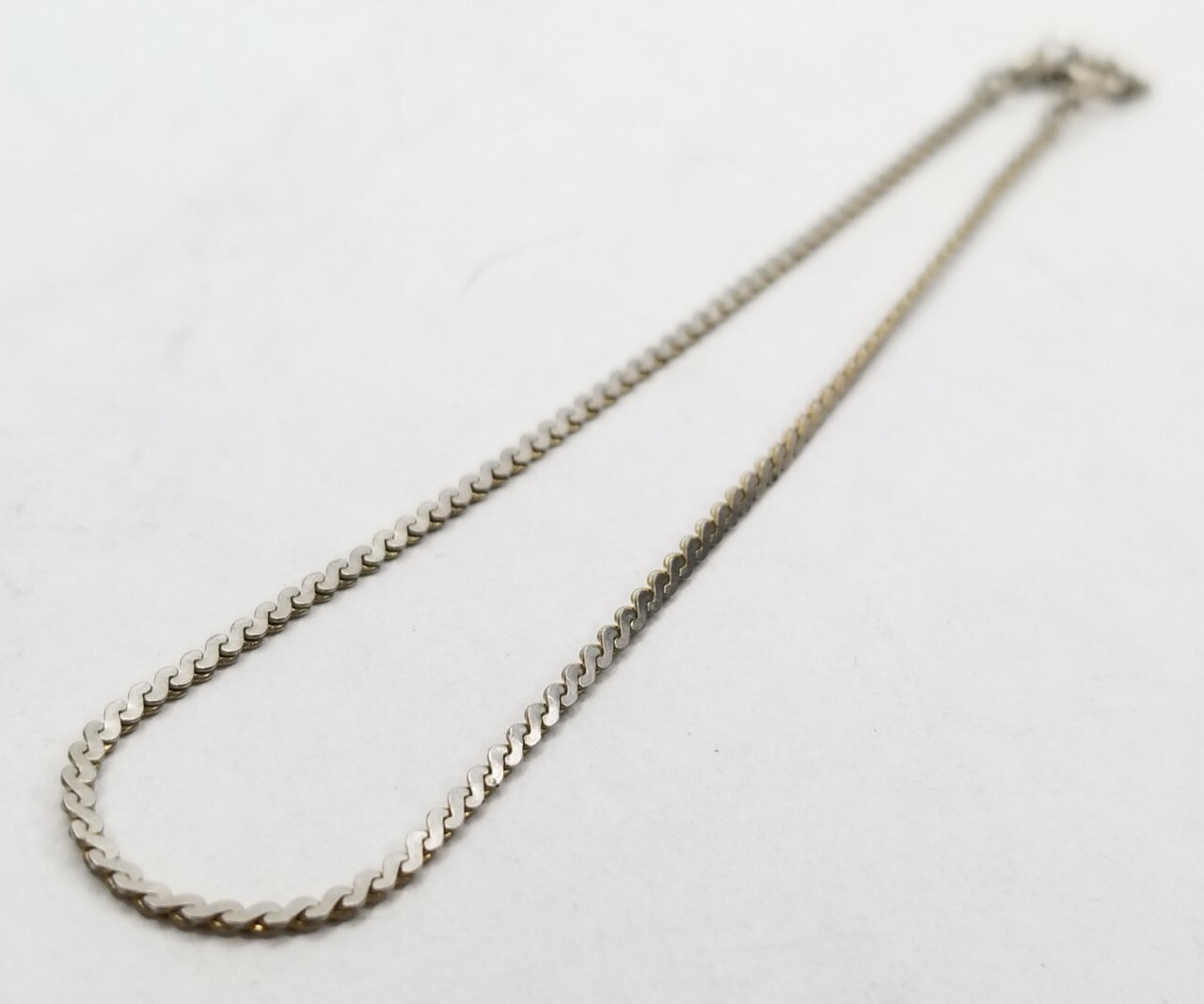 Vintage Silver Brass Chain Bracelet 7 Inch Retro Style-image