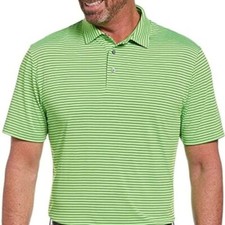 PGA Tour Men's Single Feeder Striped Polo Shirt Jasmine Green Size S
