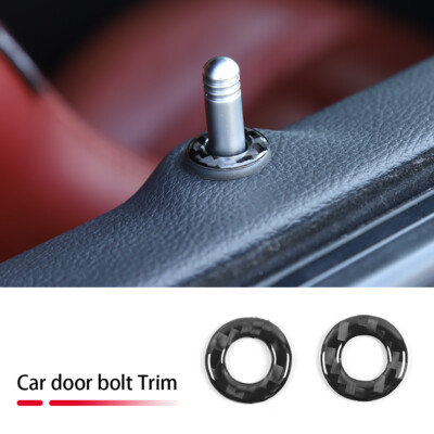 2x Car Door Lock Bolt Decor Stickers Ring Trim for Dodge Challenger 2014+ Carbon