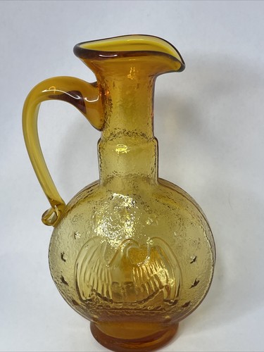 Kanawha Glass WV Amber Pitcher Cruet Eagle and Star Pattern - Picture 3 of 6