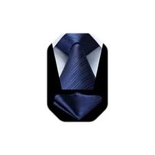  Mens Ties Striped Ties for Men Formal Tie and Pocket Square Set D2 Blue