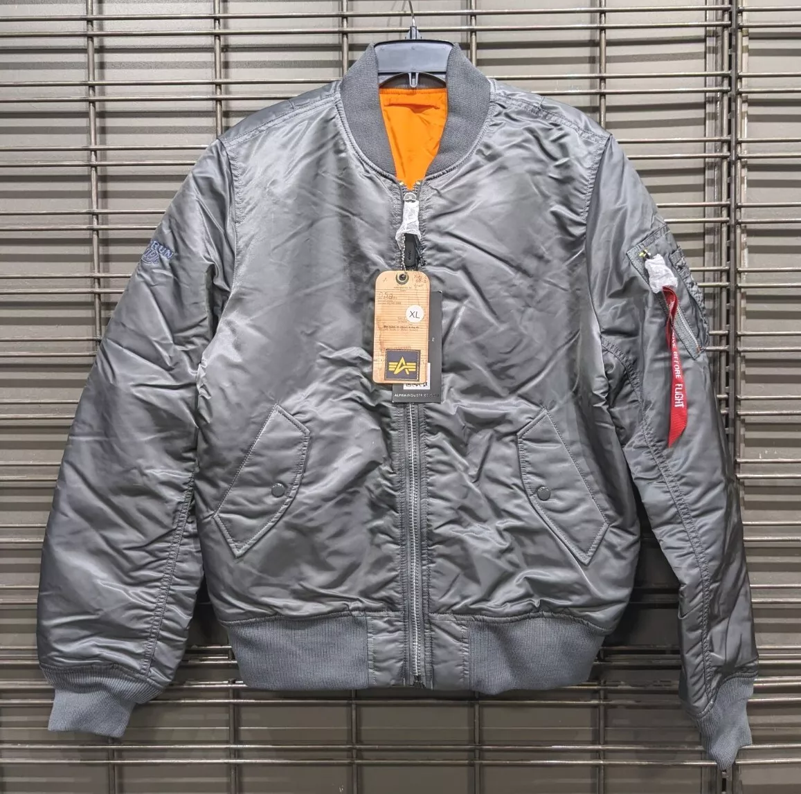Alpha Industries MA-1 Slim Fit Gunmetal Bomber Jacket XL Promo NWT