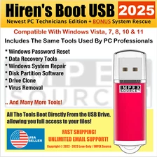 Hirens 2025 Bootable USB PC Repair Utilities Password Disk Recovery & More New