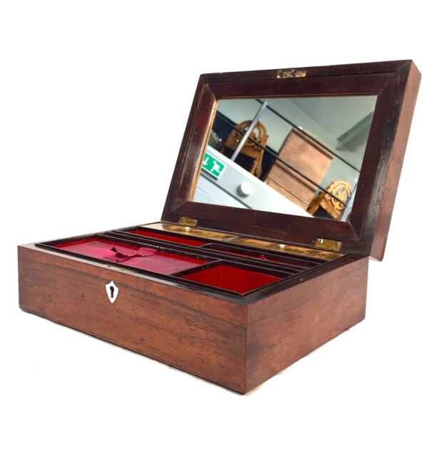 Victorian Ladies Wooden Rosewood Work / Sewing / Jewellery Box / Antique c.1890 Victorian Ladies Wooden Rosewood Work / Sewing / Jewellery Box / Antique c.1890