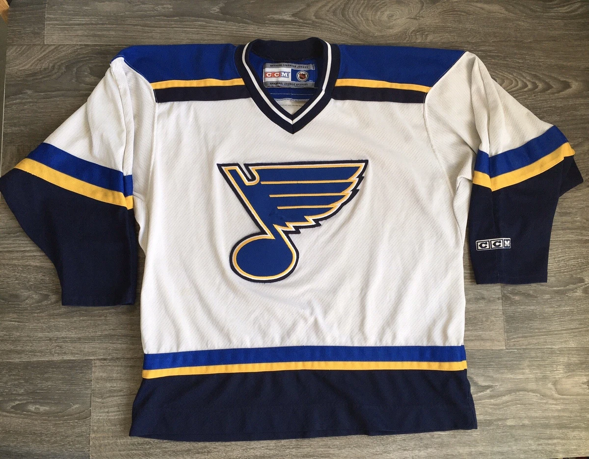 ST LOUIS BLUES Men Vintage 90s Black White NHL Hockey Jersey XL