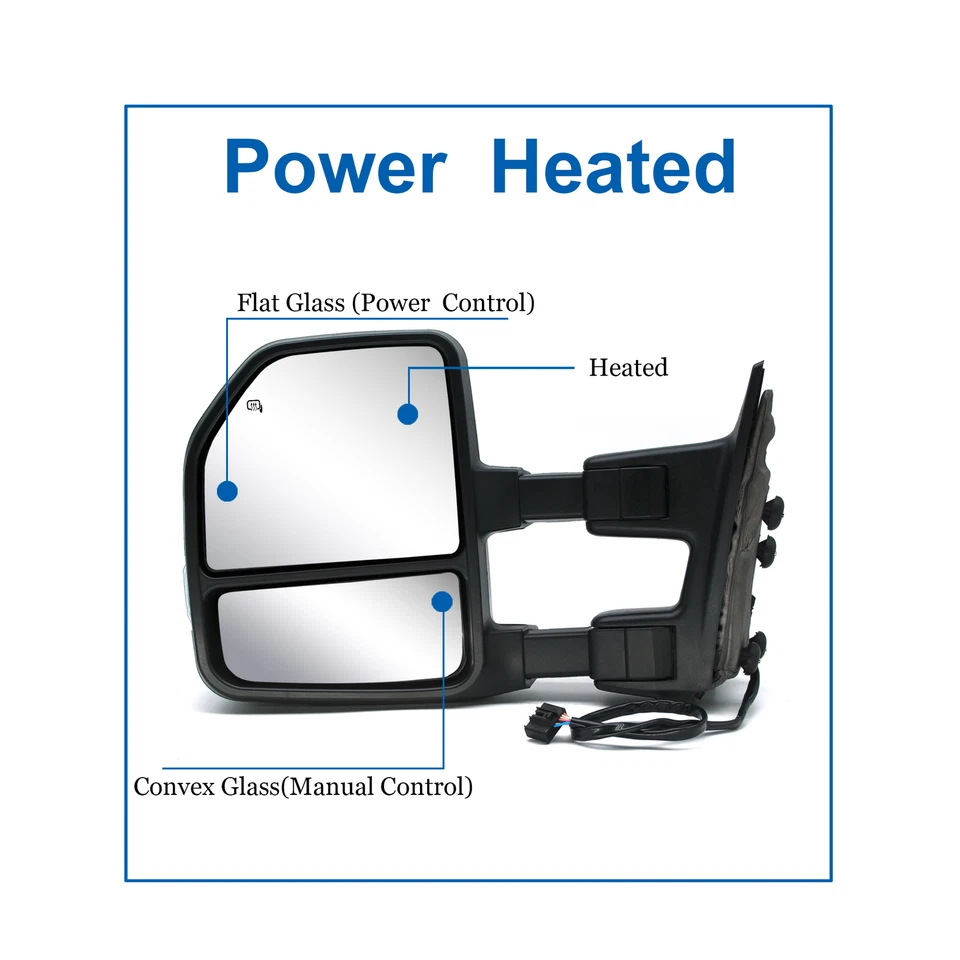 Espejos retrovisores de remolque para Ford F250 F350 Super Duty 2008-16 potencia señal térmica cromados Foto 3 de 4