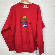 Vintage Lee Cross Grain Pfizer Crewneck Sweatshirt Mens XL Red Made In USA 90s