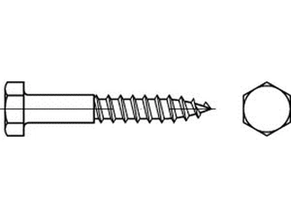 Vite In Legno DIN 571 Vite Esagonale In Acciaio Inox A2 Vite A Brugola - Immagine 2 di 3