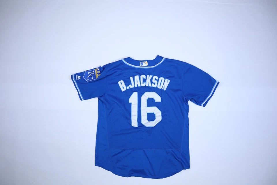 Majestic Kansas City KC Royals #16 Bo Jackson Flex Base Blue Away Jersey 44 - Image 3 of 4