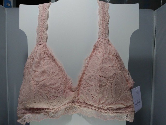 Auden Bralette Lightly Lined Lace Racerback Size XL Removable Pads Pink 