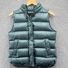 J Crew Down Puffer Vest Womens Small Green Shiny B1160