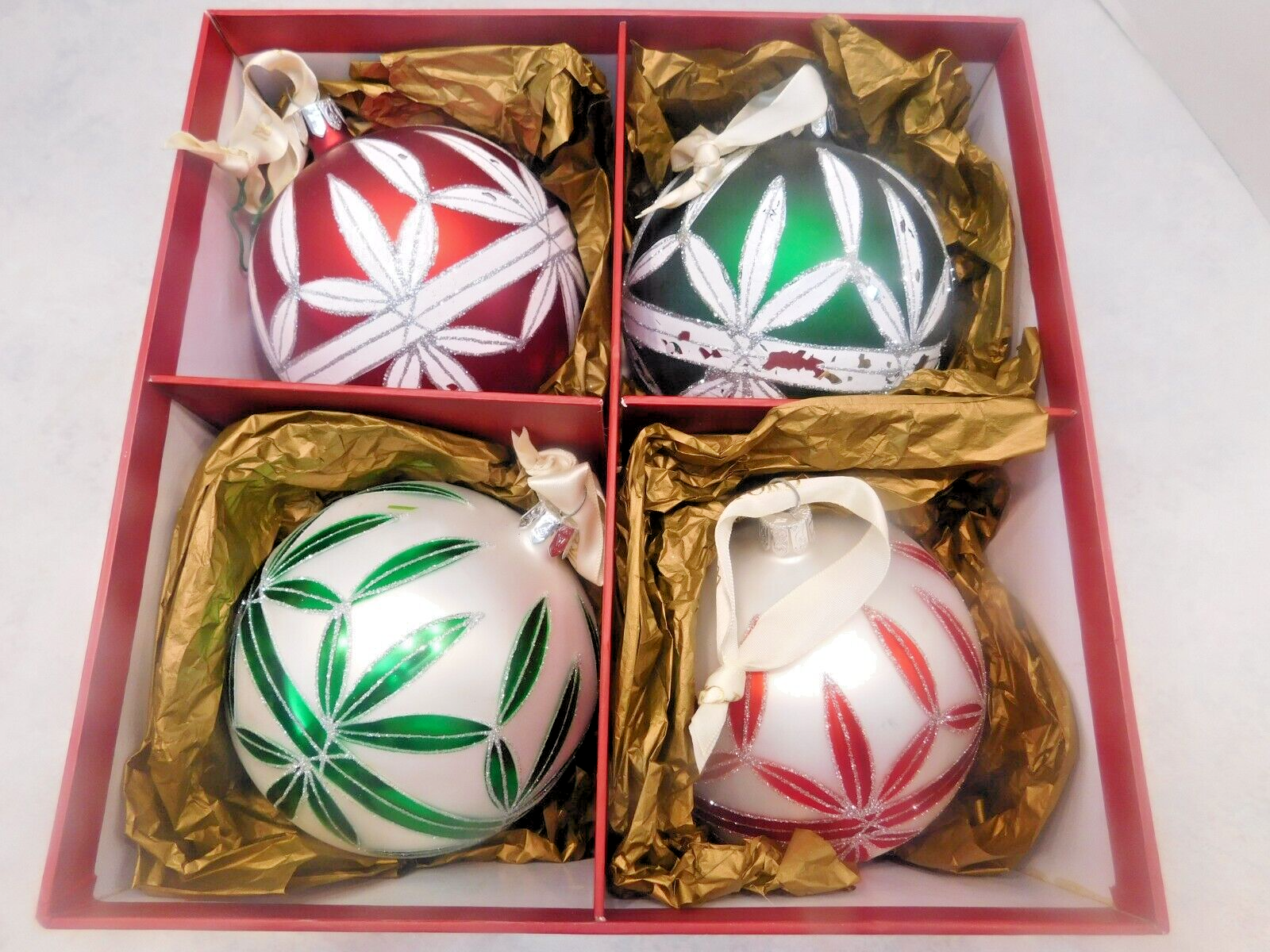 Vintage Waterford Holiday Heirlooms Ornaments Set Of 4 Christmas ...