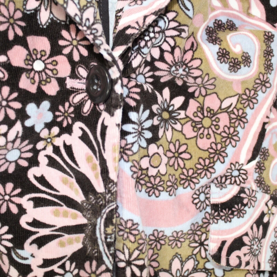 Blazer Vintage Groovy Rosa y Marrón Pana Floral Mujer’s XL MY Michelle Foto 3 de 4