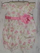 Little Me White Pink Flower Floral Romper Shorts Outfit 9 months 6-9 6-12 S24