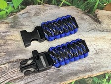 20 22 mm Blue Black Adjustable Survival Paracord Watch Band Fits 7"- 8" Wrists