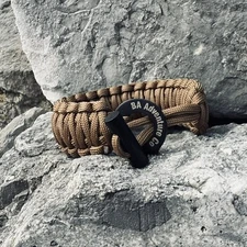 Survival Paracord Bracelet with Fire Starter - Desert Tan