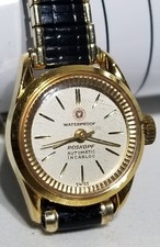 Reloj suizo dorado impermeable Incabloc automático Roskopf vintage raro para mujer