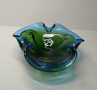 Art Glass Blue & Green Ashtray Small Dish Murano Style — photo 2