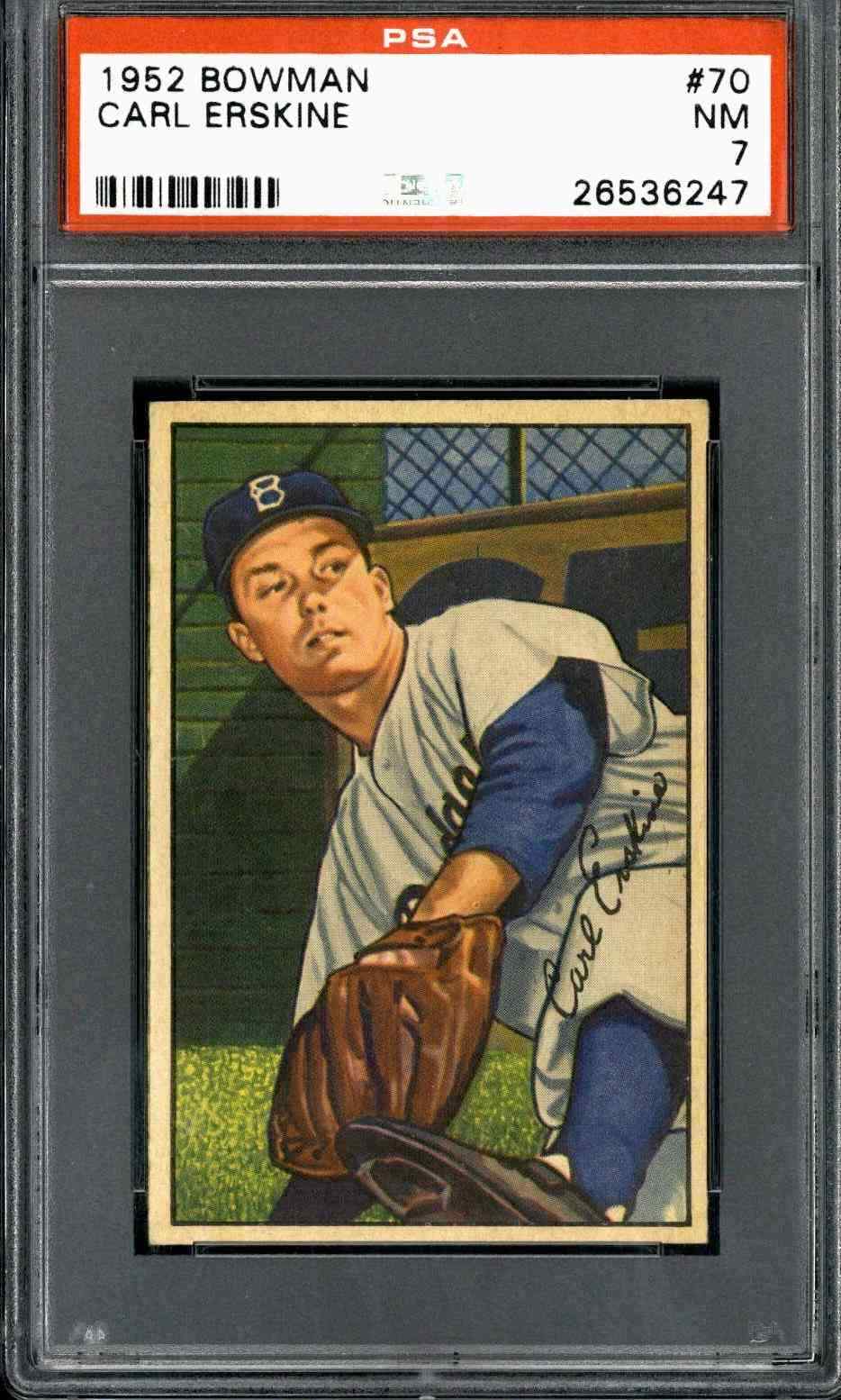 1952 Bowman #70 Carl Erskine - PSA 7