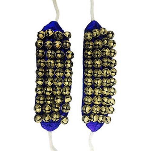 Blue Pads Ghungroo Pair 4 Lines Of Brass Bells Mounted On Good Quality Ghangru - Picture 3 of 5